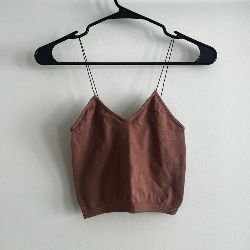 Strappy Tan Crop Tank Top